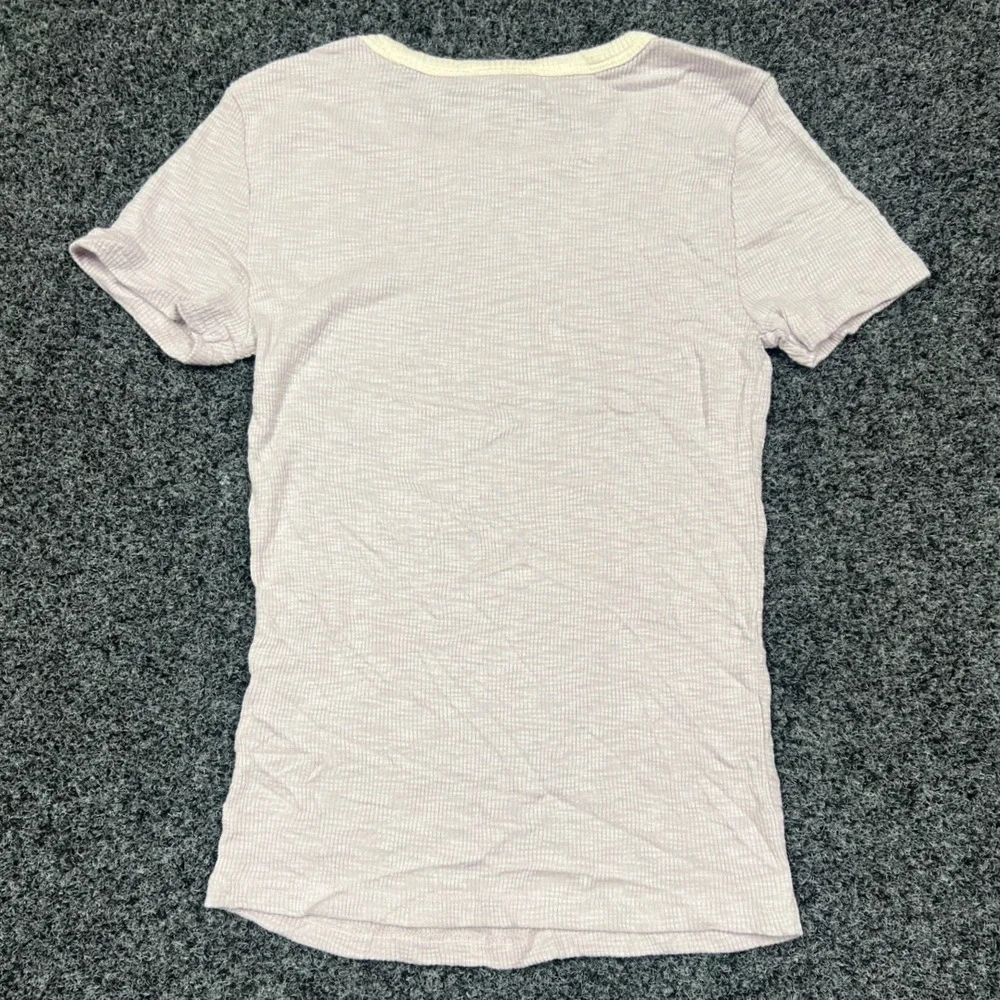 Lilla P Lavender Purple Pima Cotton Modal Ribbed Ringer Tee XS Short Sleeve - Picture 4 of 6